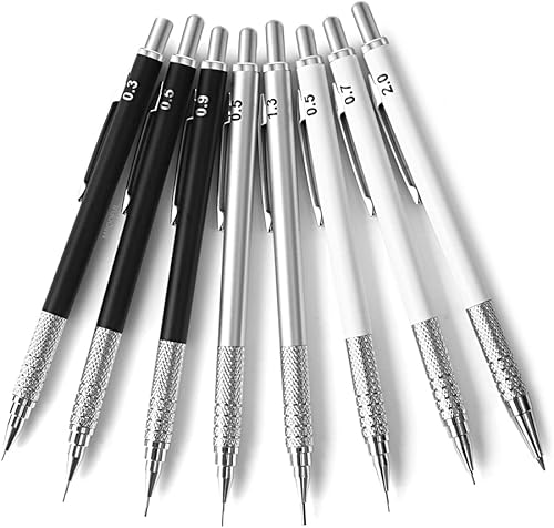 Miniatura 6 de MROOFUL 6pcs Metal Mechanical Pencil Set with Leads Refills Eraser Sharpener Storage Case 0.3 0.5 0.7 0.9 1.3 2mm Pencils Stationery Gifts Set