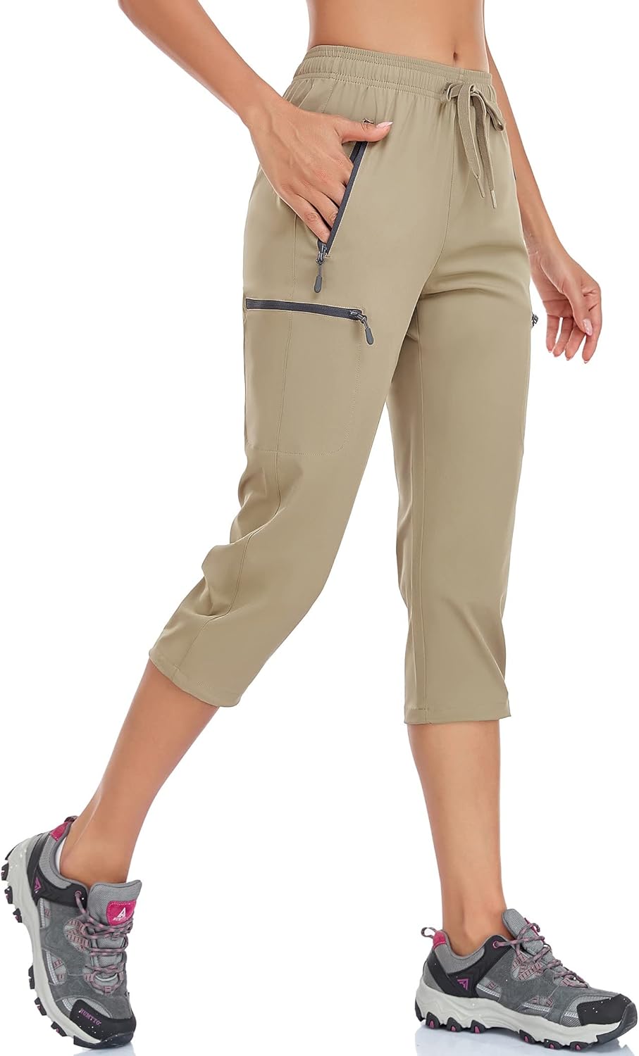 BAYGE Wandelbroek voor Dames Lichte 3/4 Trekkingbroek, Outdoorbroek Ademend Sneldrogend Waterdicht Winddicht Functionele Broek met Zakken met Ritssluiting, Rood, XL BAYGE Wandelbroek voor Dames Lichte 3/4 Trekkingbroek, Outdoorbroek Ademend Sneldrogend Waterdicht Winddicht Functionele Broek met Zakken met Ritssluiting, Rood, XL