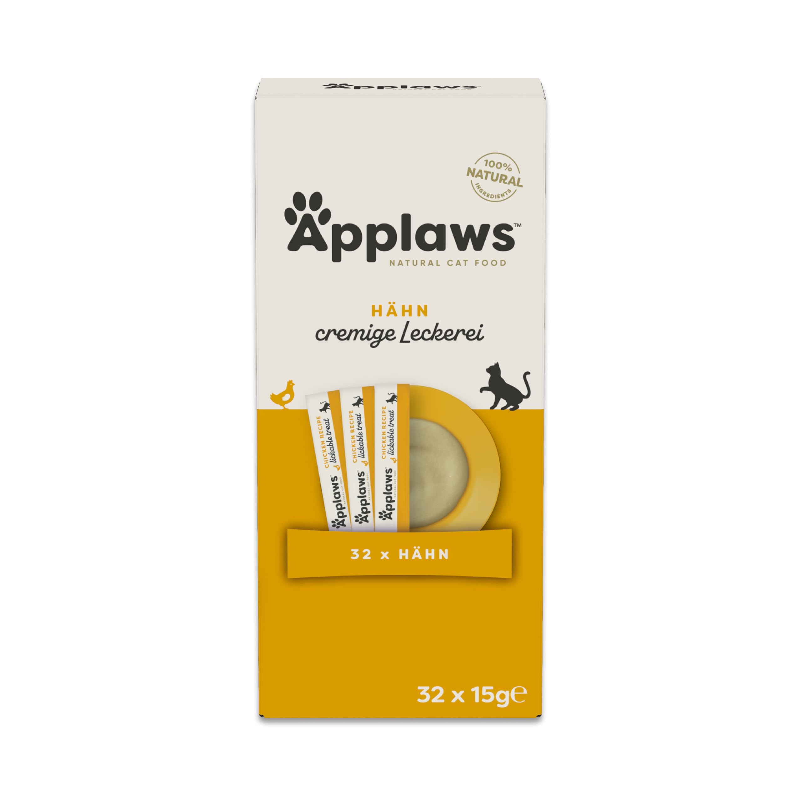 Applaws Grain-Free Creamy Lickable Chicken Snack Treat für Katzen & Kätzchen, 32 x 15g Sachets