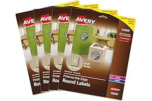 Avery 22808 Kraft Brown Permanent Print-to-the-Edge Round Labels for Laser and Inkjet...