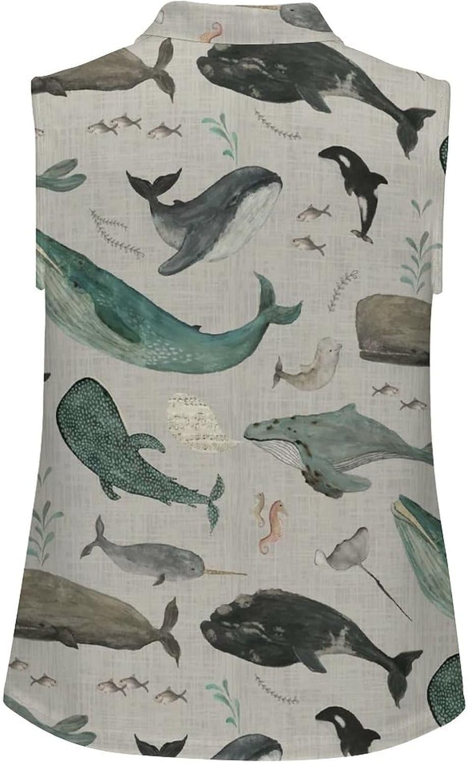 Whale Song Print Women's Golf Shirt Sleeveless Polo Shirts Tank Tops Blouses Tennis T-Shirts Casual