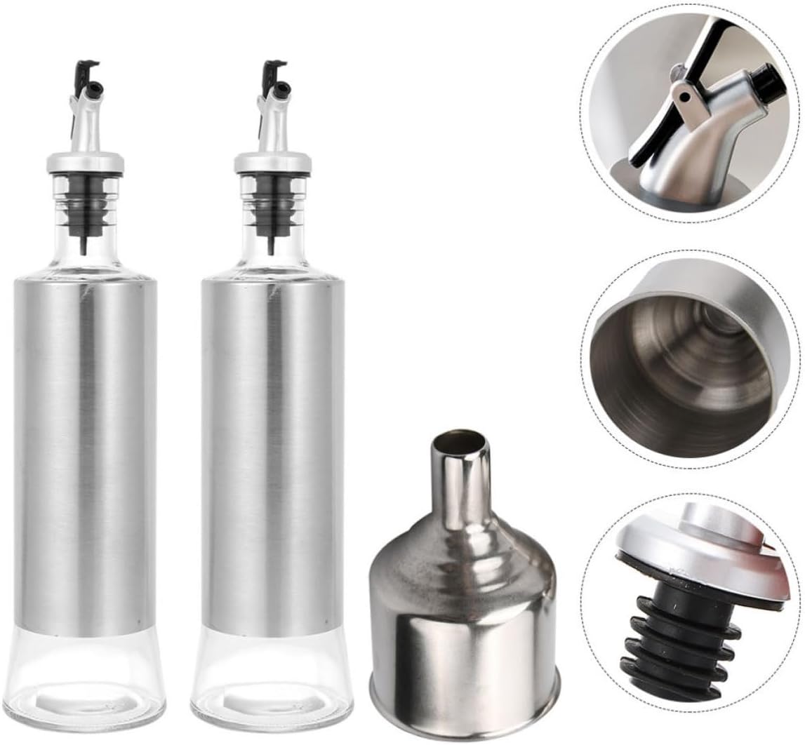Ml Glass Oil Dispenser Bottle with Stainless Steel Sealed, Mess- Use