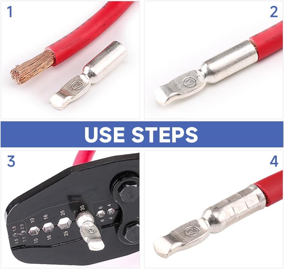 HKS Hex Crimping Tool for 16–2 AWG, Battery Lug Crimper for SB50 SB120 SB175 Power Connectors, 50/75/120A Hex Crimper for Jumper Cables, Solar & Non-Insulated Butt Connectors