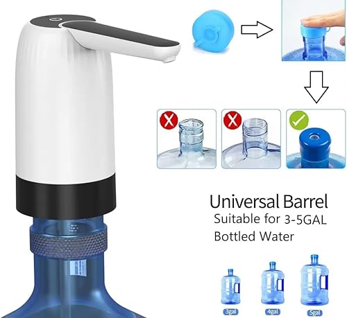 Miniatura 6 de Dispensador de agua recargable por USB, fácil operación con un solo toque, bomba eléctrica portátil para botellas de 3 a 5 galones, ideal para el