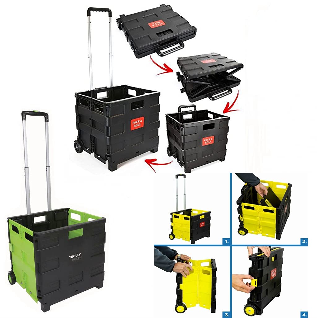 Buy 25kg Heavy Duty Large Folding Car Boot Cart Crate Box Trolley Lightweight Plastic Shopping