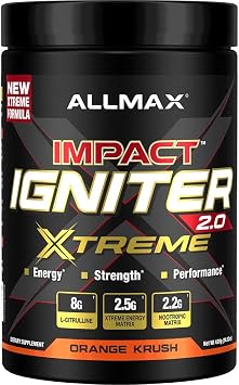 ALLMAX Impact Igniter Extreme V2 Pre-Workout Powder, Orange Krush