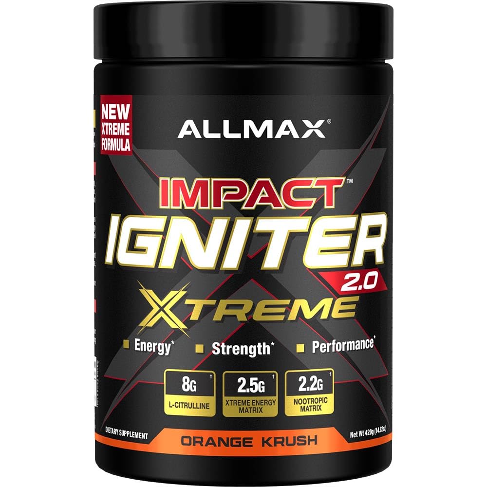 ALLMAX Impact Igniter Extreme V2 Pre-Workout Powder, Orange Krush