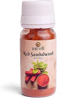 SATVIK 10gm Red Chandan Powder with Assorted 2 Stamps for Energy, Protection & Sacred Rituals – | Pure Red Sandalwood Stick Powder from Andhra Pradesh for Puja, Meditation, Skincare