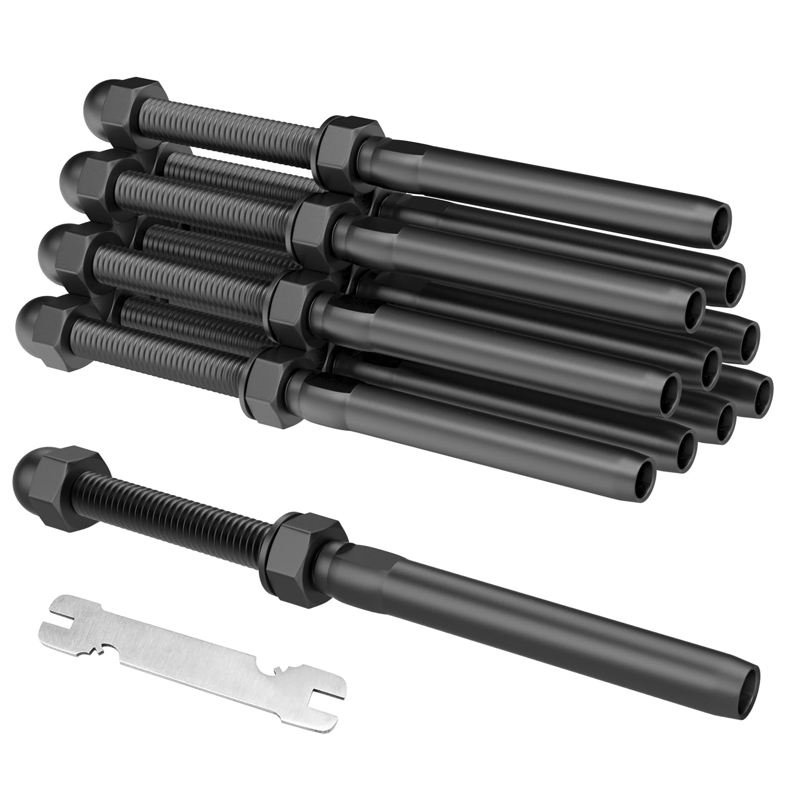 BLIKA 10 Pack 3/16" Black Cable Railing Swage Threaded Stud Tension End Fitting Terminal for 3/16" Cable Deck Railing Hand Swage T316 Stainless Steel