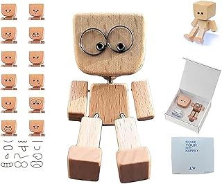 Charming Little Wooden Figure That Sways with 12PCS Expressions,Handcraf...