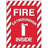 Zing Green Products 1890G Recycled Plastic Fire Extinguisher Inside Safety Sign, White on Red, Glow in Dark, 10 Length, 7 Width