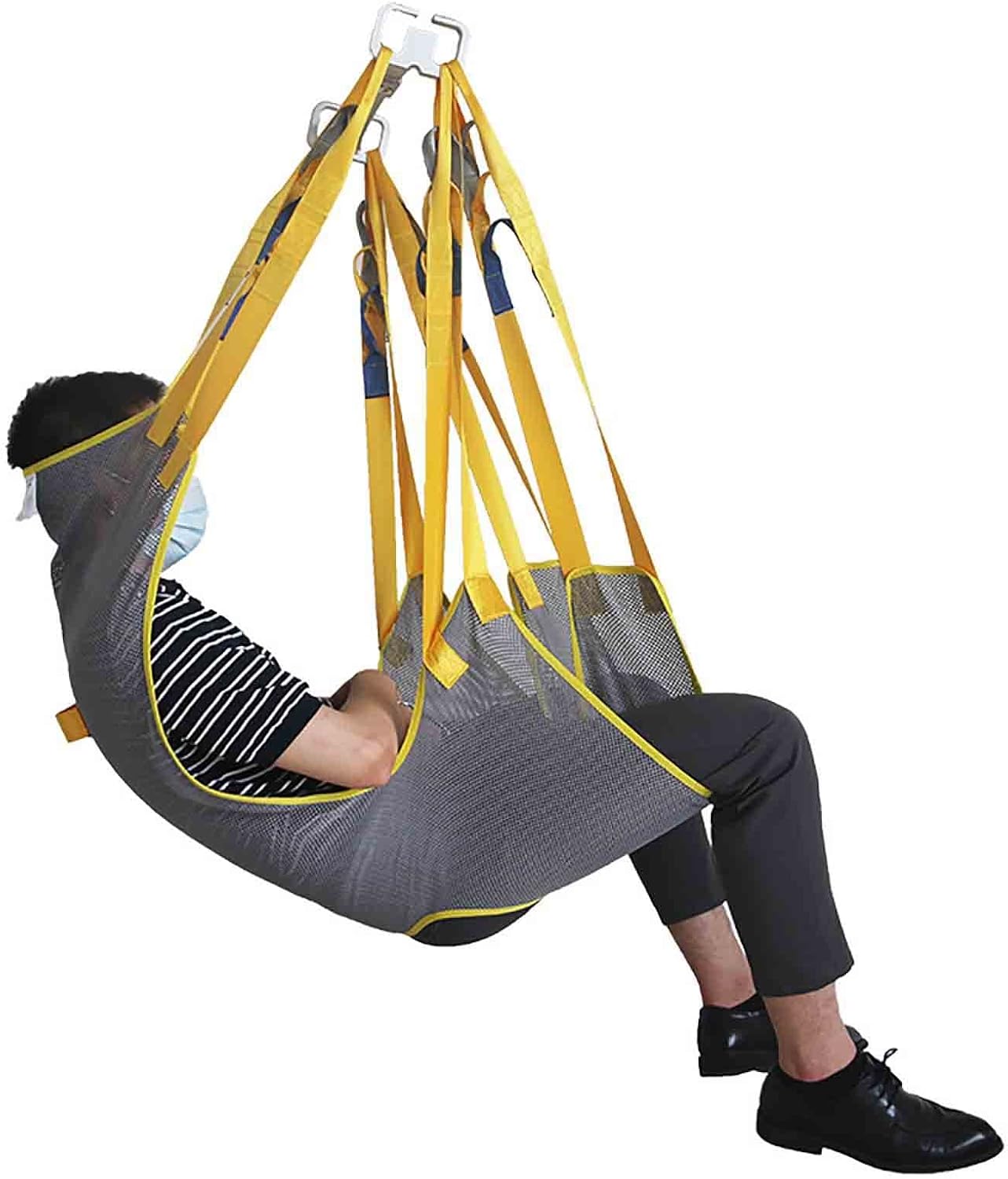 Toileting Hoist Sling, Full Body Sling with Head Support Patient Lifter, Mesh Divided Leg Shower Sling,for Hospitals Homes Transfer Patient