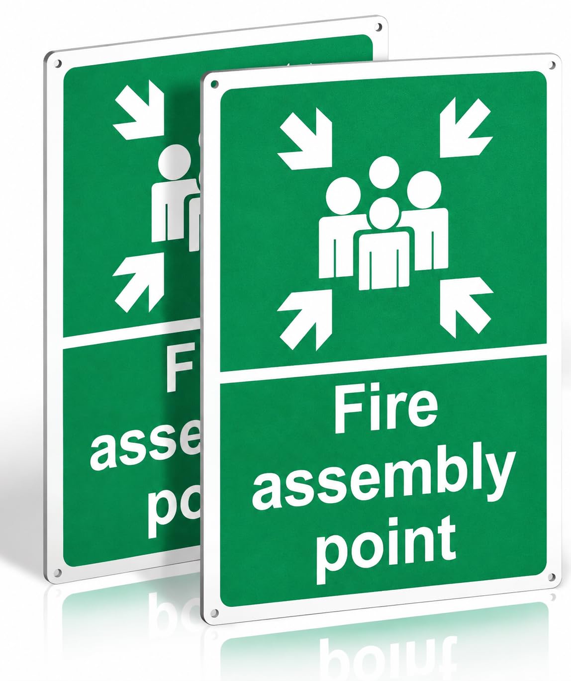 2 Pack Fire Assembly Point Sign, Rigid Plastic, 300 x 400 x 1 mm