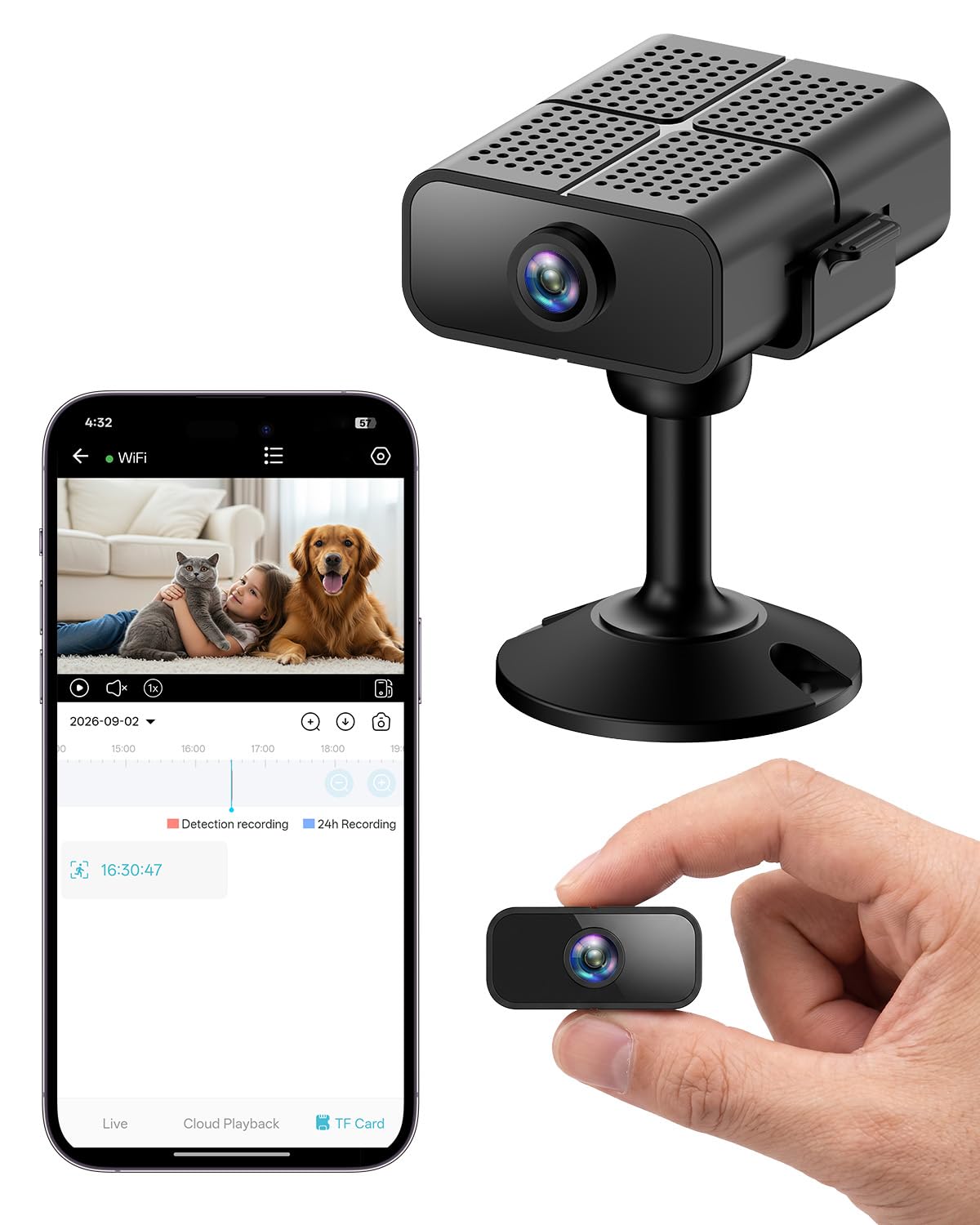 Mini Telecamera Wifi Interno, Telecamera Spia Videocamera