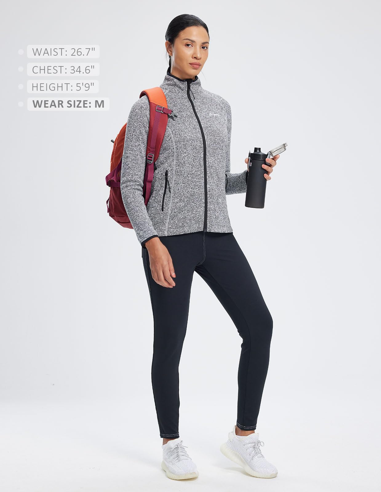 fit space Women's Sweater Full Zip Scrub Jacket Lightweight Knitwear Athletic Jumper (XX-Large,Grey)