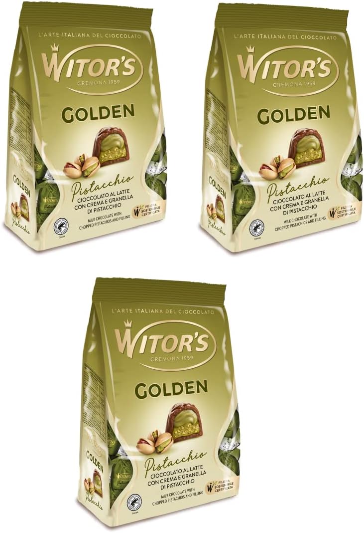 3 x Witor's Golden Pistacchio Milk Chocolate with Pistachio Cream and
