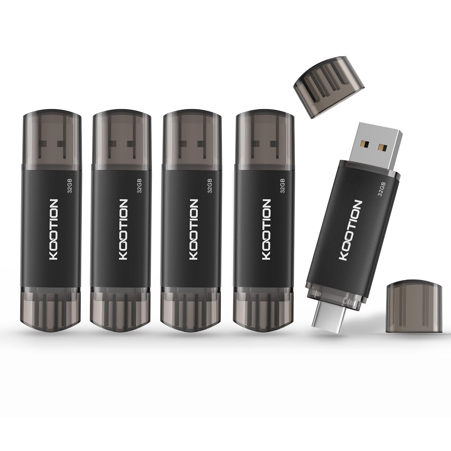 KOOTION USB Stick 32GB 5 Stück, USB C Stick OTG 2.0 Speicherstick 2-in-1 USB 32G Flash Laufwerk Type C Flash Drive 32Gbyte für PC/Laptop/Notebook, Typ-C Handy