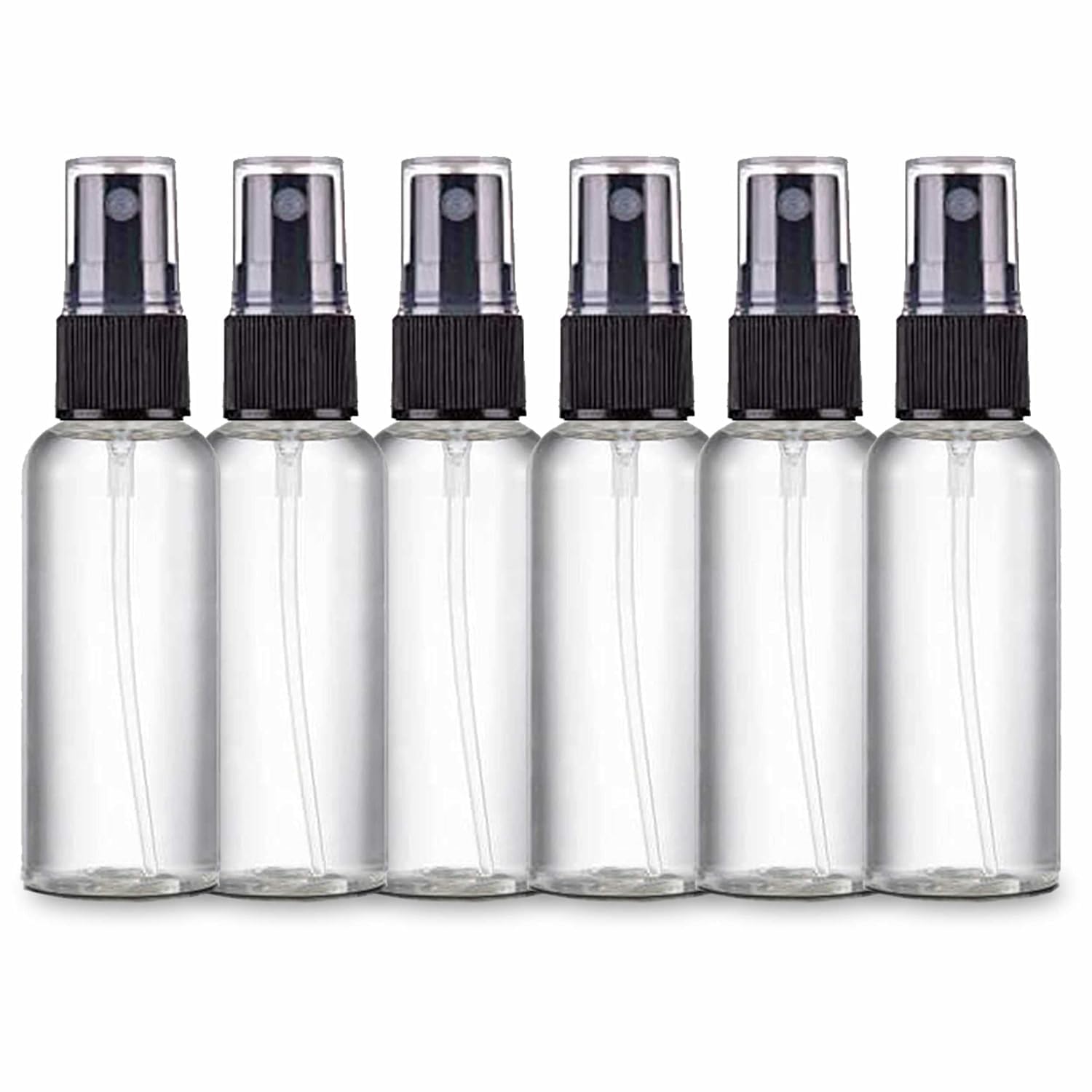 Zollyss Spray Bottles Clear Empty Fine Mist Plastic Mini Travel Bottle Set, Small Refillable Liquid Containers (50 ml Pack Of 6)