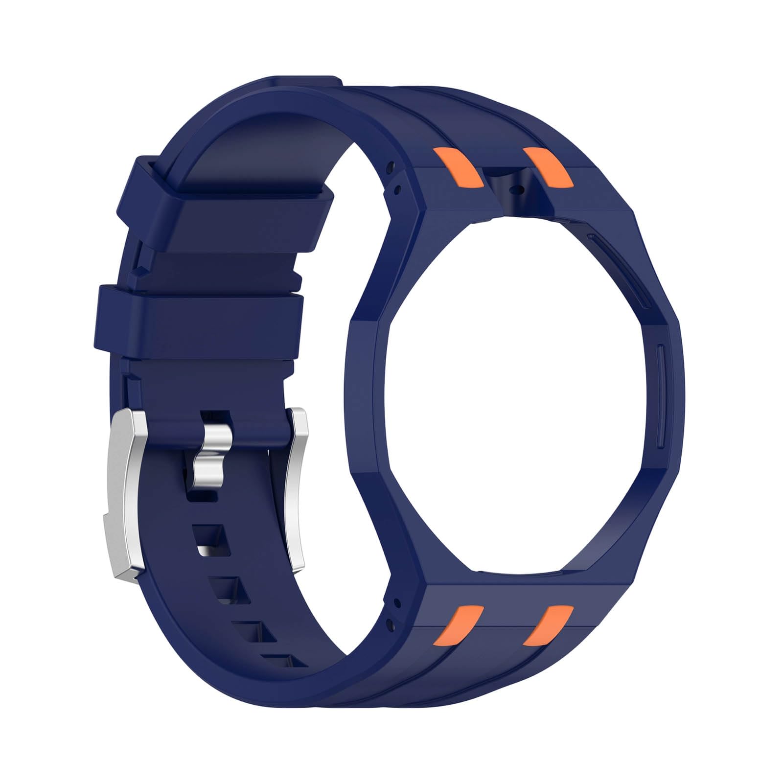 Silicone Integrated Watch Case Strap Sport Replacement Wrist Band，Deep Blue