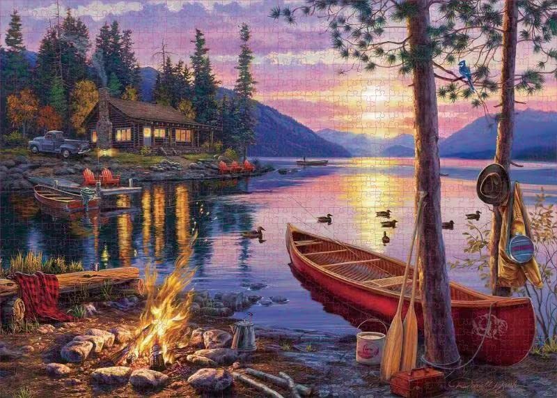 WESEN 1000 Piece Jigsaw Puzzle for Adult, Darrell Bush Canoe Lake Jigsaw for Stress Relief & Fun - Image 2