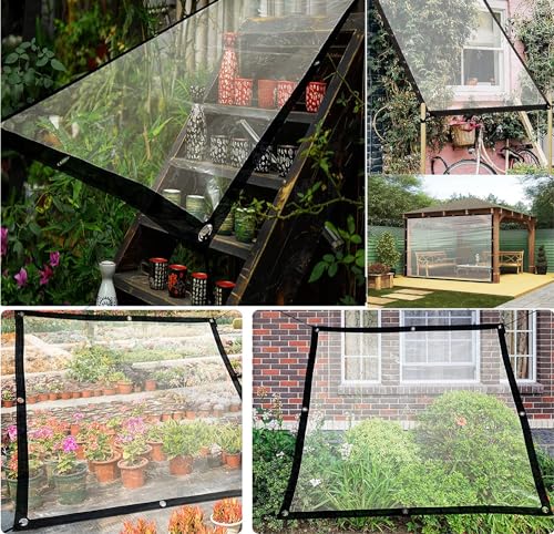 Rideaux en bâche transparente PVC 1x2m avec œillets pour extérieur