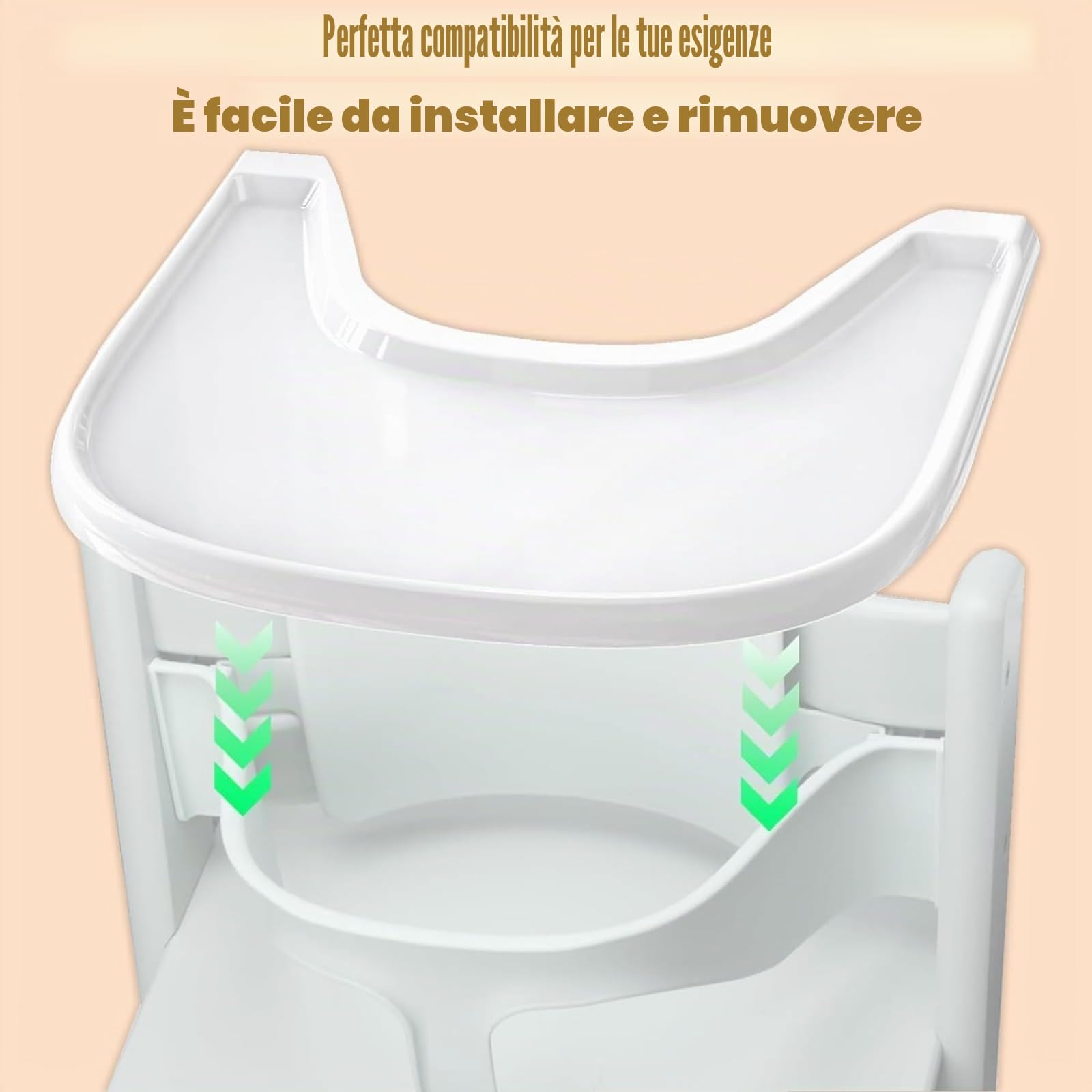 Stokke Tripp Trapp per seggiolone con superficie liscia e forte aspirazione, realizzato in plastica per uso alimentare (senza piombo e ftalati)