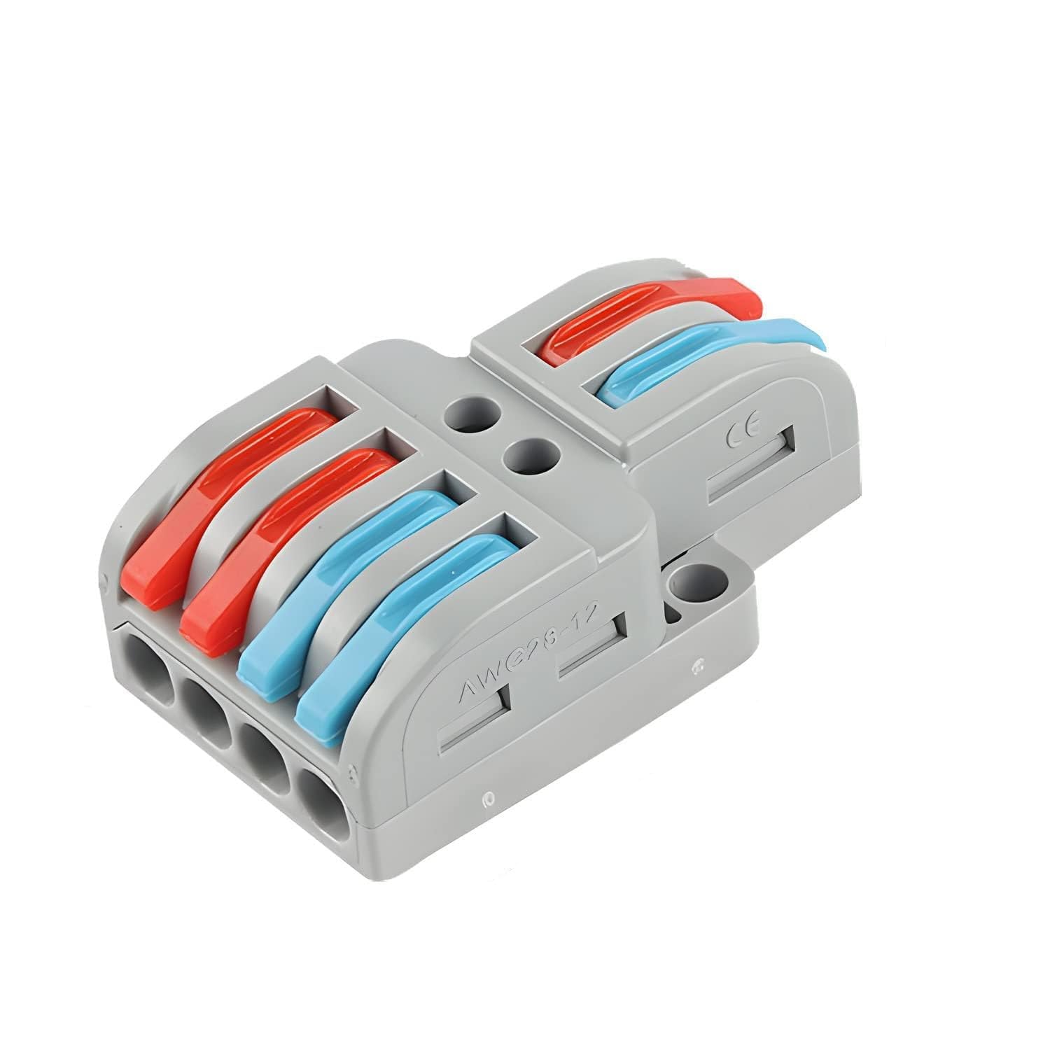 2Pcs LT-422 Lever Wire Connector, 2 in 4 Out Push-in Terminal Block, 0.08-4.0mm², Blue Red Grey, Compact Splicing Connector-image-45