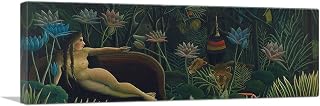 ARTCANVAS The Dream Panoramic Canvas Art Print Stretched Framed Painting Picture Poster Giclee Wall Decor by Henri Rousseau - 48" x 16" (1.50" Deep)
