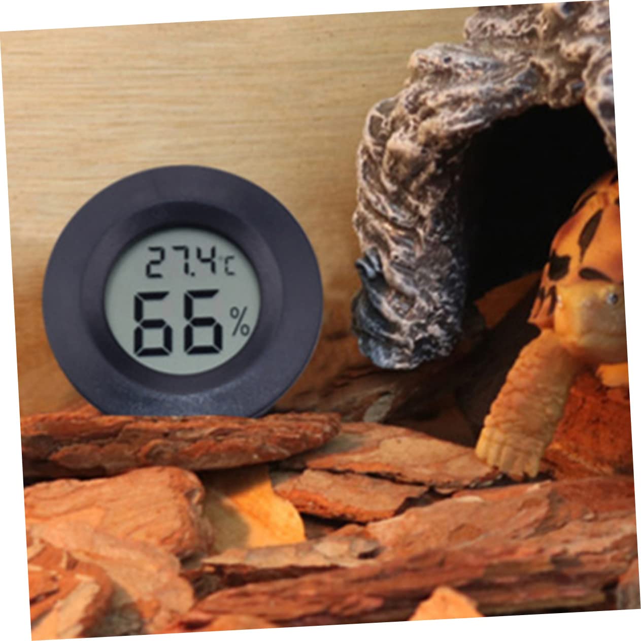 POPETPOP 21pcs Mini Digital Humidity Gauge Thermometer for Reptile Terrariums Greenhouses and Indoor Use Accurate Humidity Sensor for Tortoise Habitat Accessories Black Acrylic Design