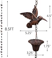 Vista 2 de Cadena de lluvia de 2.5 m, Cadenas de lluvia de colibrí para canalones, Cadena de bajante de reemplazo funcional y decorativa para exterior, Cadenas