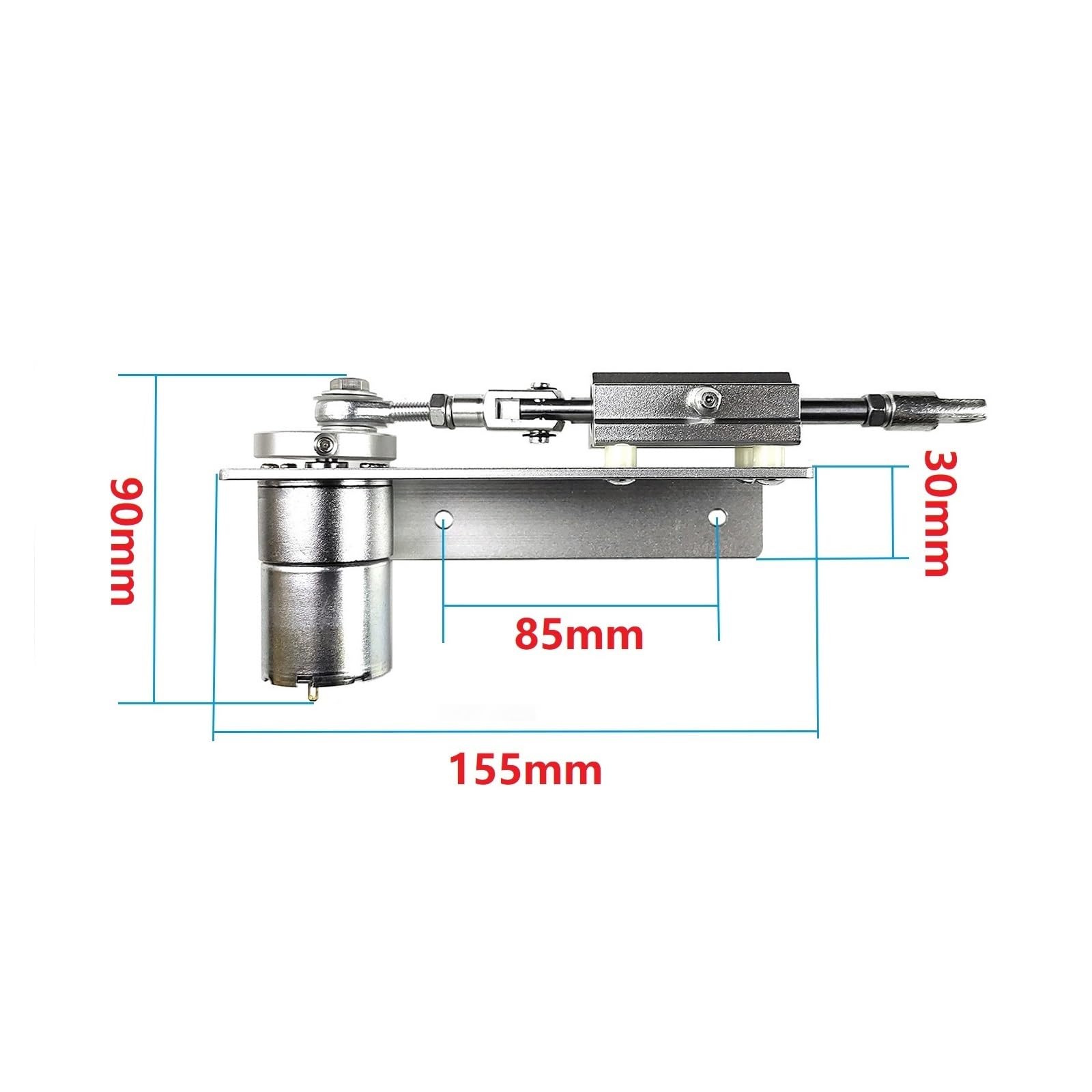 Siłownik liniowy, DC 12V Mały siłownik liniowy Tłokowy silnik teleskopowy 15/20/25/30mm Skok Stop aluminium(85 rpm,Without RF remote)