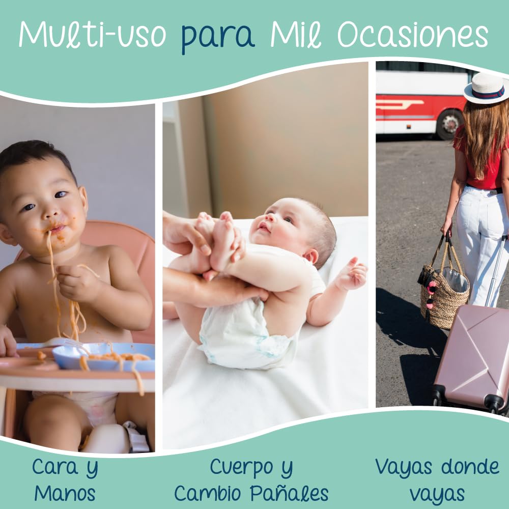 Kikido Toallitas Bebe - 540 Toallitas Humedas, 9 Paquetes de 60 Toalla Bebe Recien Nacido - Higiene Bebé Baby Wipes - Fórmula Suave para Pieles Sensibles
