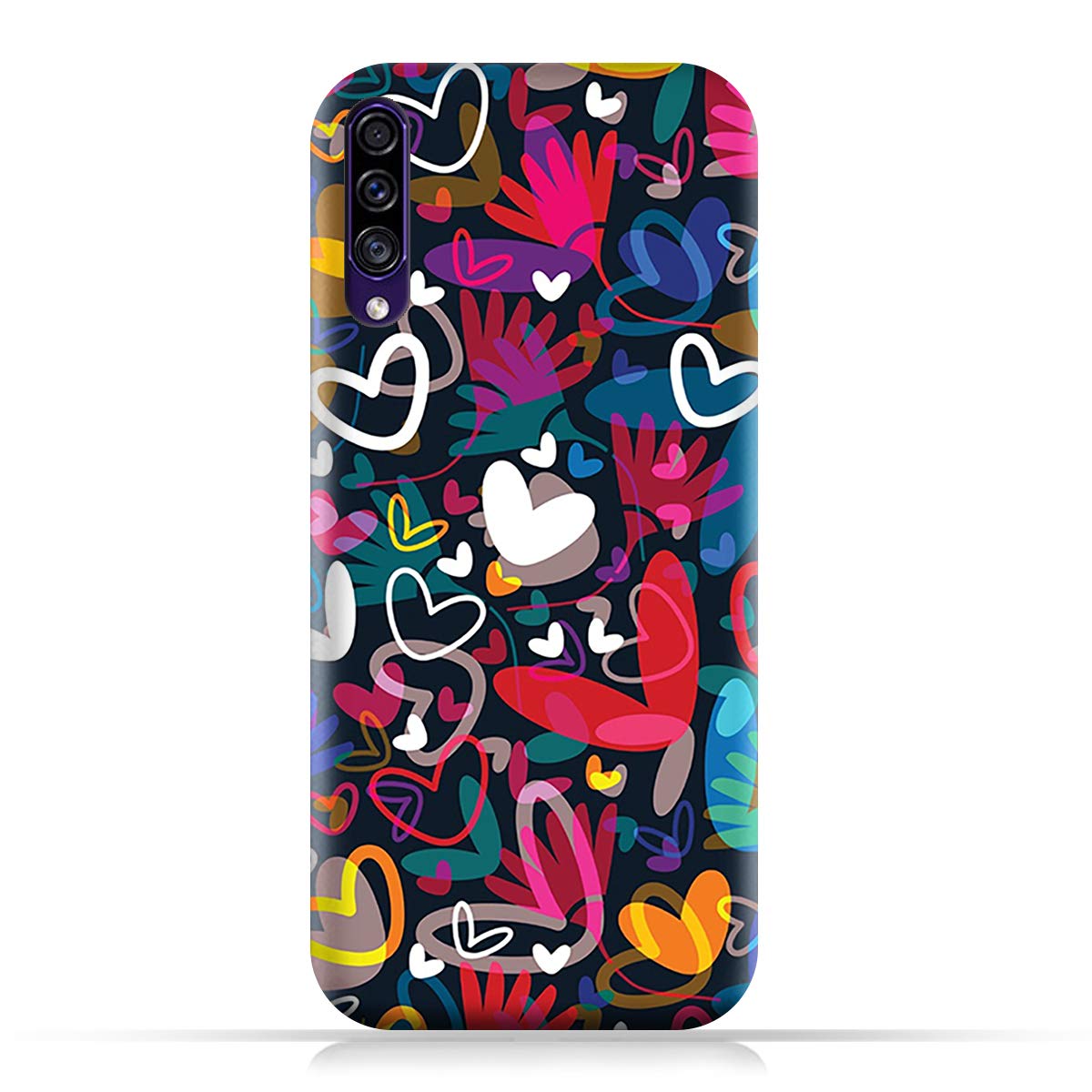 AMCDesign Samsung A30s TPU Silicone Soft Protective Case with Hearts Illustrations Pattern