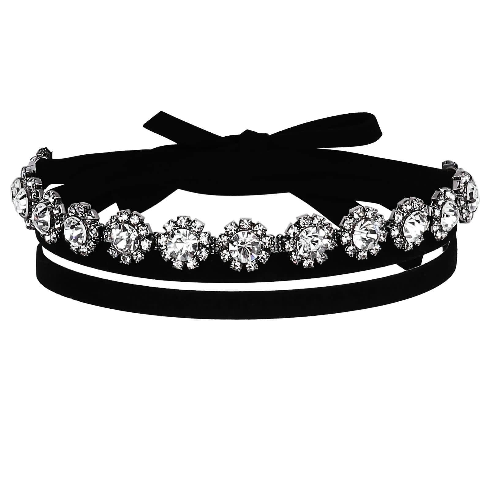 Gargantilla bohemia, collar de terciopelo con flores de cristal, accesorios de disfraz de Halloween, anime, cosplay, regalos góticos para mujeres, Cristal, Circonia cúbica