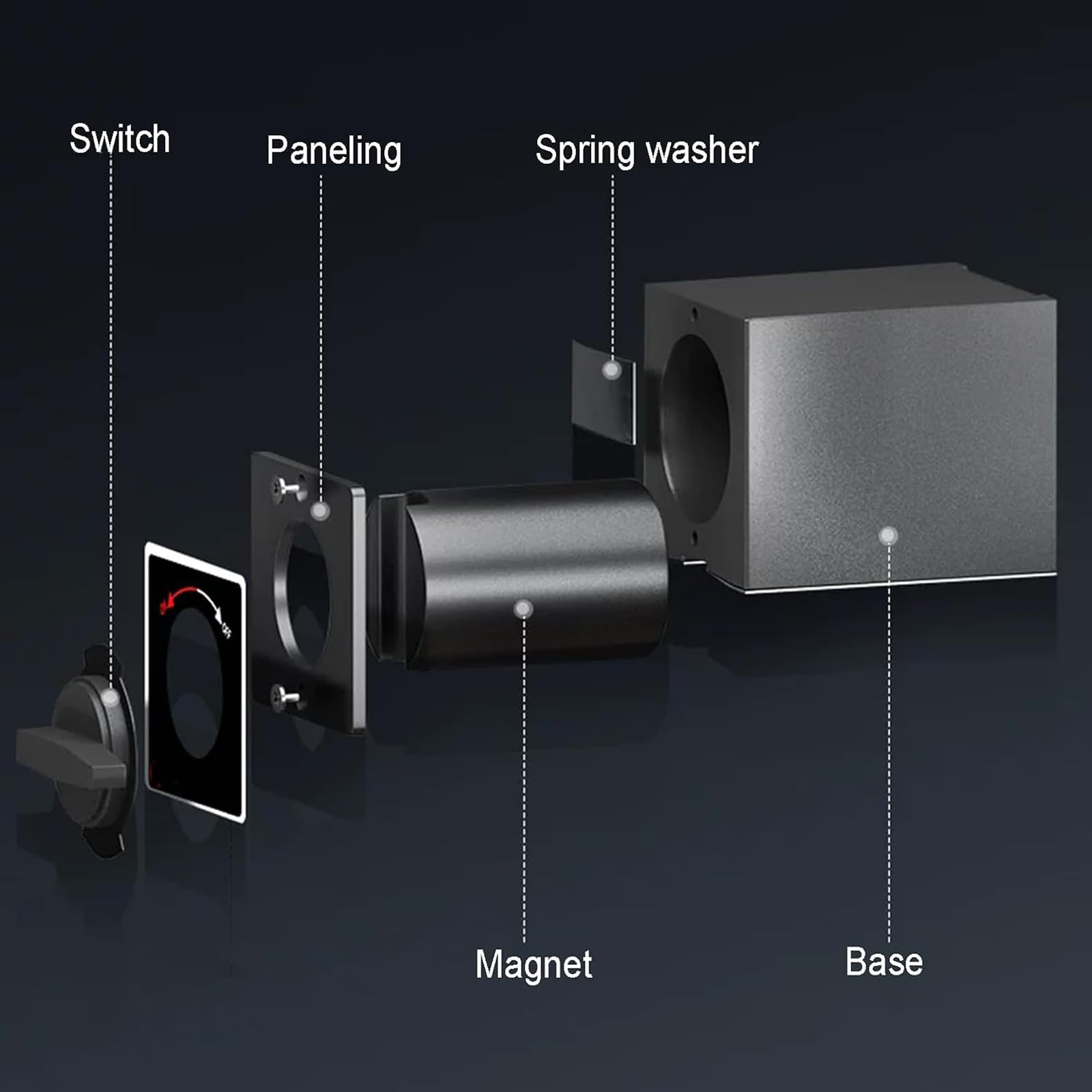 Metalowa podstawa magnetyczna do wskaźnika zegarowego, stojak testowy siły magnetycznej 100 kg, elastyczne ramię obracane o 360°, fazowanie 45°, pasuje do otworu 8 mm do obróbki