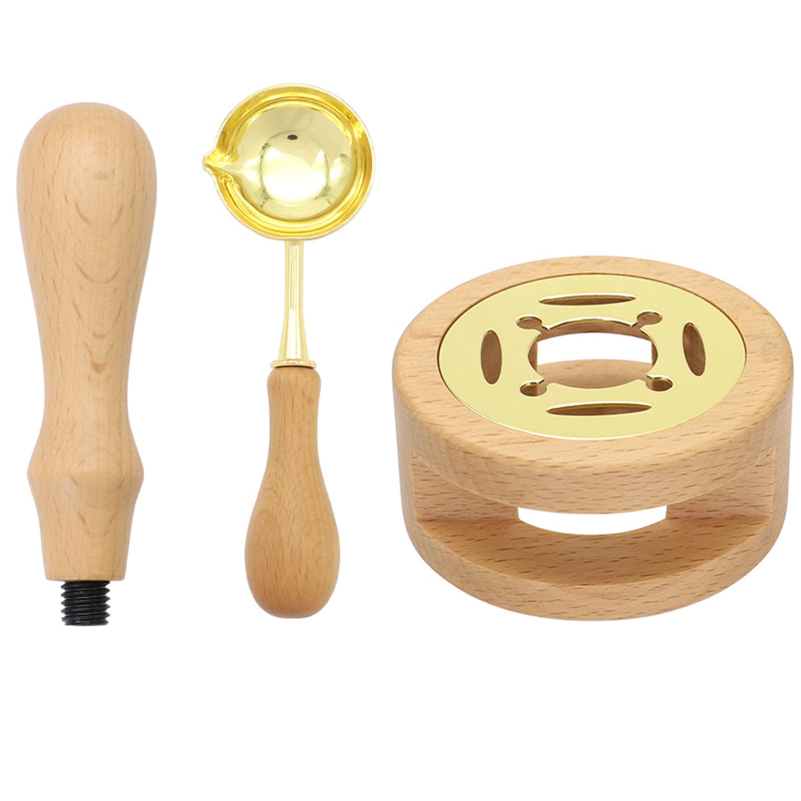 Jidyllic Golden Wax Seal Stamp Kit With Warmer, Melting Spoon, And Replacement Handle For Diy Sealing Beads And Letters