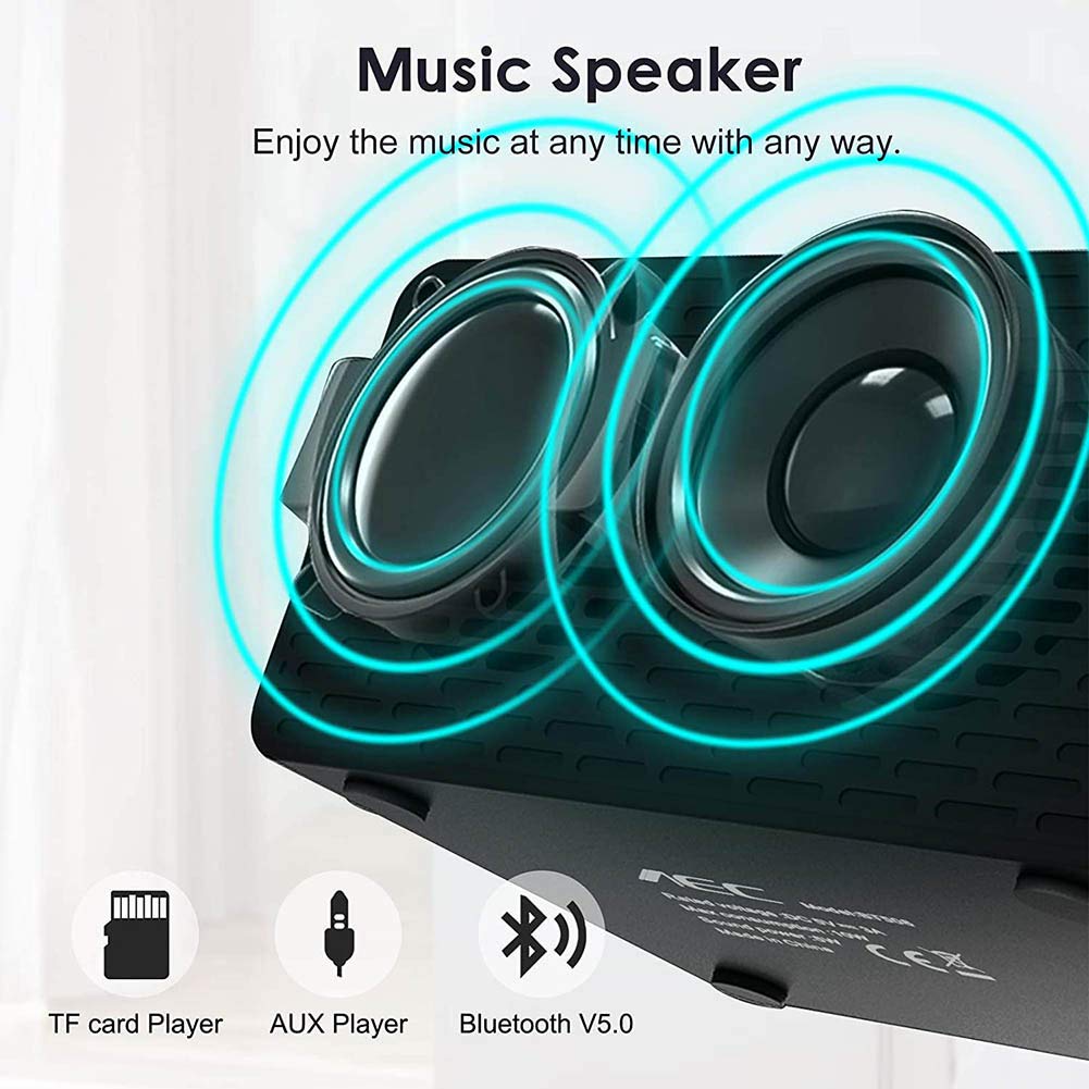 ERNZI Radiosveglia con Altoparlante Bluetooth, Sveglia a Ricarica Wireless da Comodino con Display a LED dimmerabile a 4 Livelli, Batteria di e Porta USB