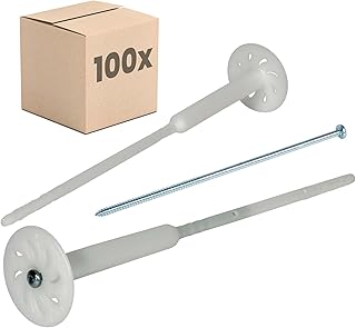 PROTEKTOR 100x Dämmstoff-Schraubdübel Ø8x340mm vormontierte WDVS Dübel für Fassadendämmung mit verzinkter Stahlschraube
