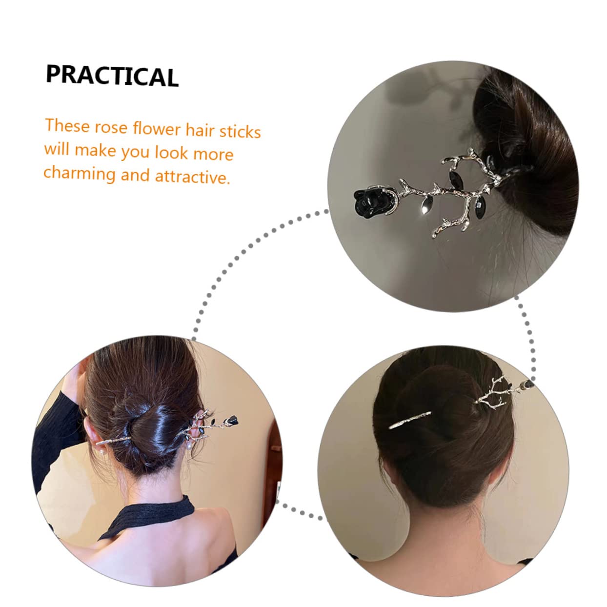 MAGICLULU Juego De 3 Horquillas Chinas Para El Pelo Con Forma De Rosa Para Moño Accesorio Para El Pelo De Boda 2 Unidades X 3