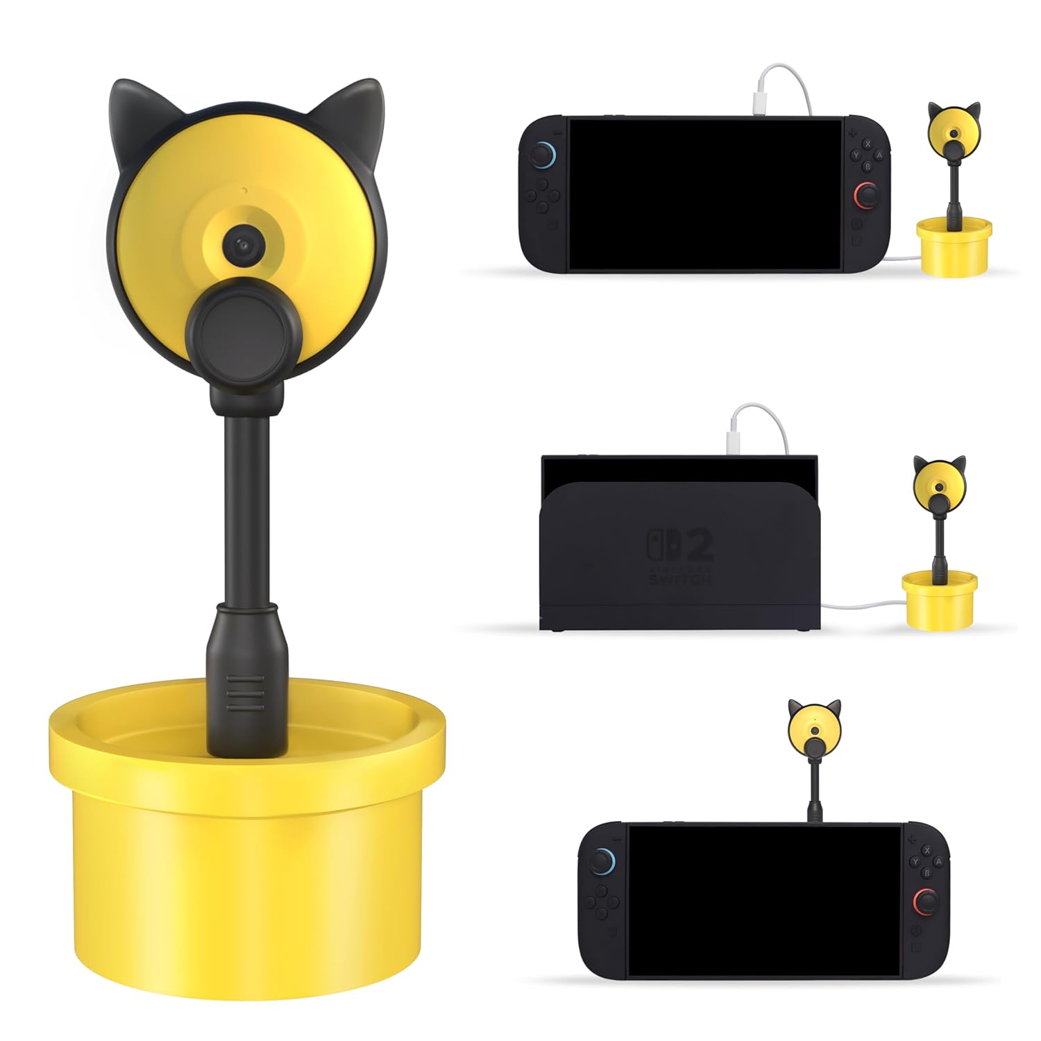 Camera for Nintendo Switch 2 (2025), 720P HD Webcam USB-C Plug & Play, 360° Adjustable Angle Video Chat Switch 2 Camera with Sliding Privacy Lens Cover Cute Cat Design (Yellow) Camera for Nintendo Switch 2 (2025), 720P HD Webcam USB-C Plug & Play, 360° Adjustable Angle Video Chat Switch 2 Camera with Sliding Privacy Lens Cover Cute Cat Design (Yellow)