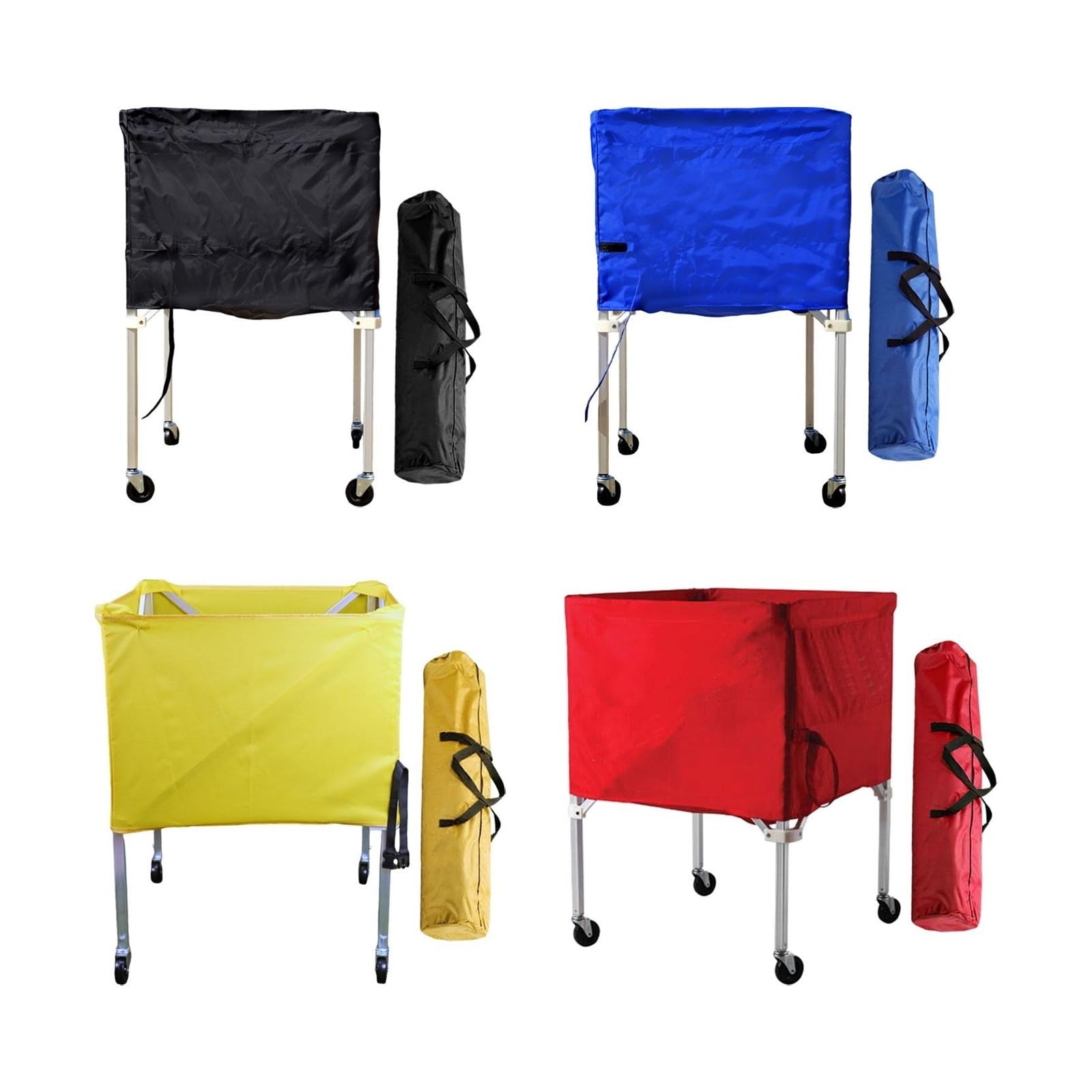 Carrello per palloni sportivi con borsa per il trasporto, attrezzatura sportiva da garage, pieghevole, per palloni da calcio e basket (rosso)