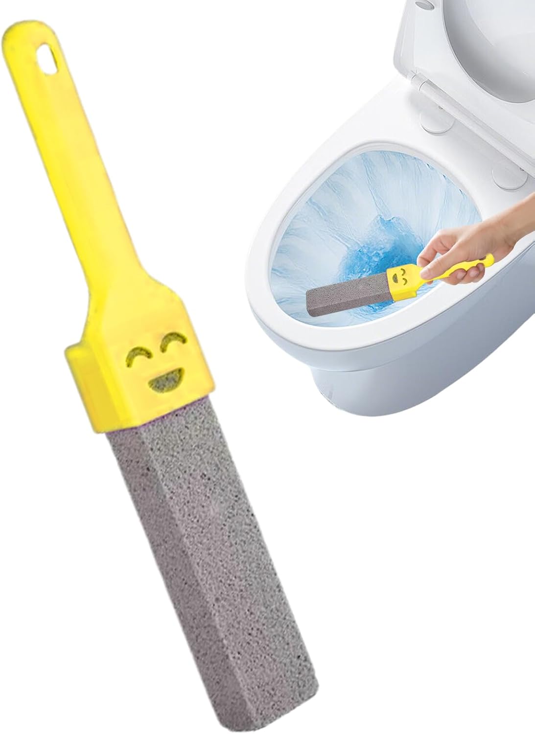 Toilet Brush, Pumice Stone Cleaner with Handle for Rust Stains Limescale and Ring Removal, Household Scrubber for Toilets Sinks Bathtubs Tiles Pools, Kitchen Bathroom Cleaning