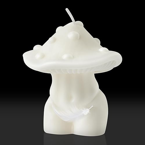 Vela con forma de cuerpo con forma de hongo y aroma de pino, cera de soja natural, aromaterapia, hecha a mano, mesa de arte femenina, escultura