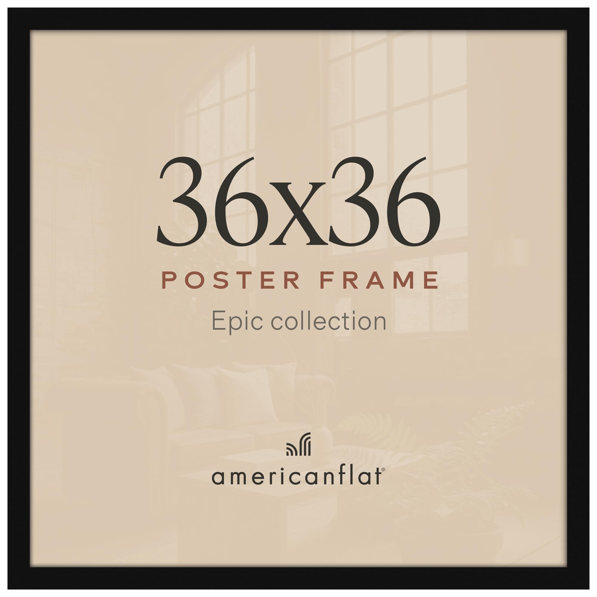 Americanflat 36x36 Poster Frame - Engineered Wood - Black
