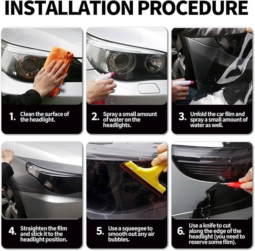 Image of HOME13 Self Adhesive Auto Car Tint Headlight Taillight Fog Light Vinyl Smoke Film Sheet Sticker Cover Car & Bike Protection Film (Yellow, 12x100 Inch)