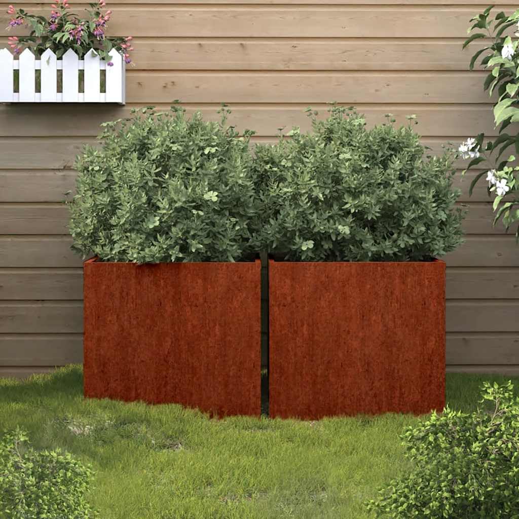 Generico Fioriere 2 pz 49x47x46 cm Acciaio Corten,Prato e Giardino,Giardinaggio,Vasi e fioriere-821552