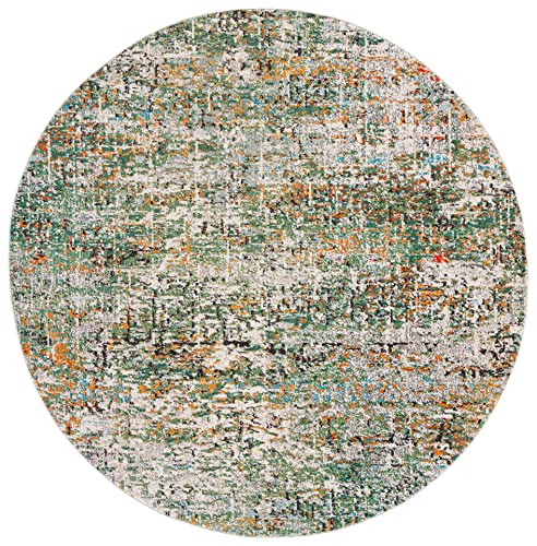 Safavieh Contemporary Rug for Living Room Dining Room, Bedroom - Madison Collection, Short Pile, in Green and Turquoise, 91 x 91 cm - Image 2
