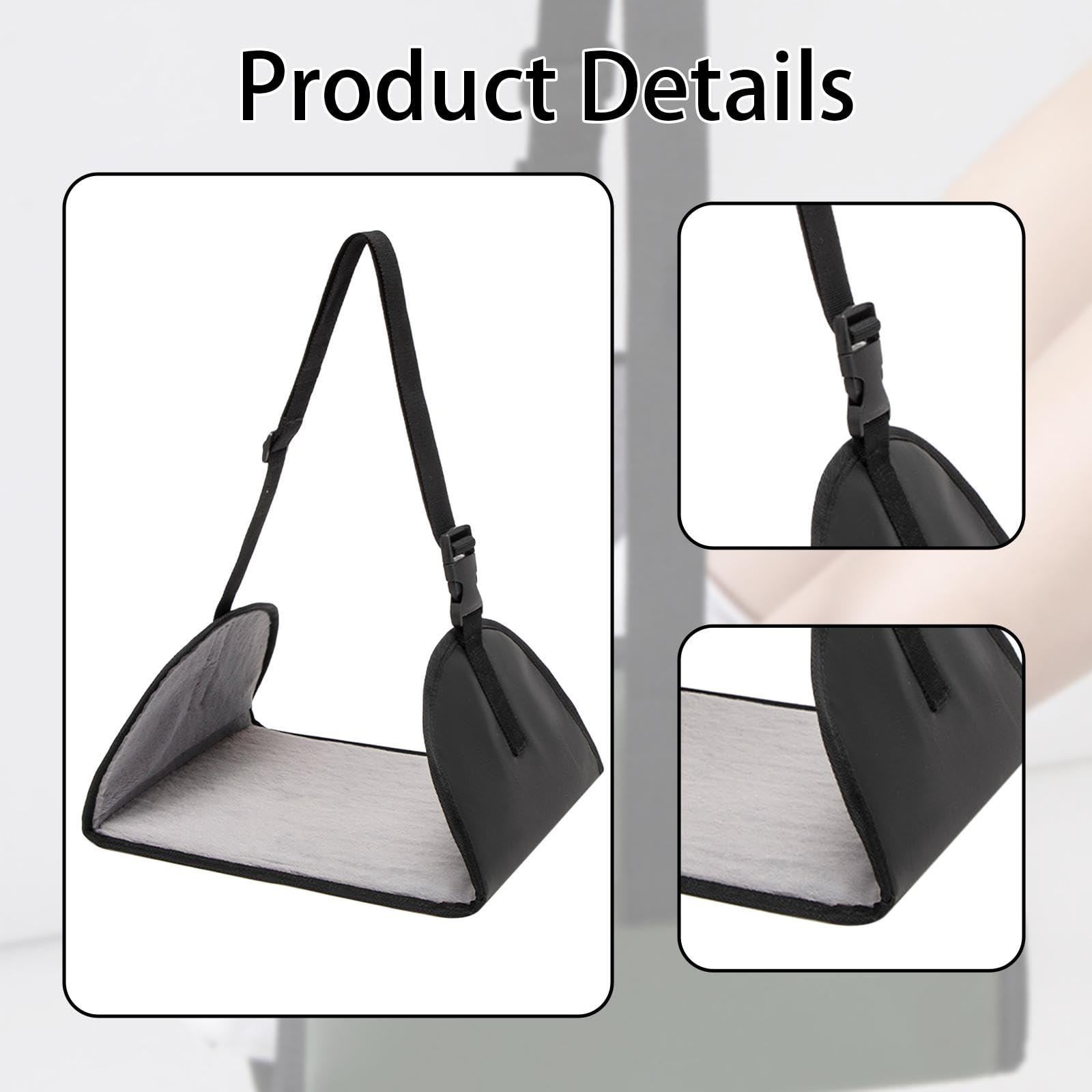 Reposapiés de avión, hamaca portátil y cómoda para viajes largos, ideal para escritorios de avión, Negro