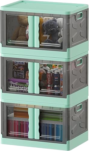 Cajas de almacenamiento con tapas, organizadores plegables de armario de 21.13 galonespieza, artículos esenciales para el dormitorio, cajas de