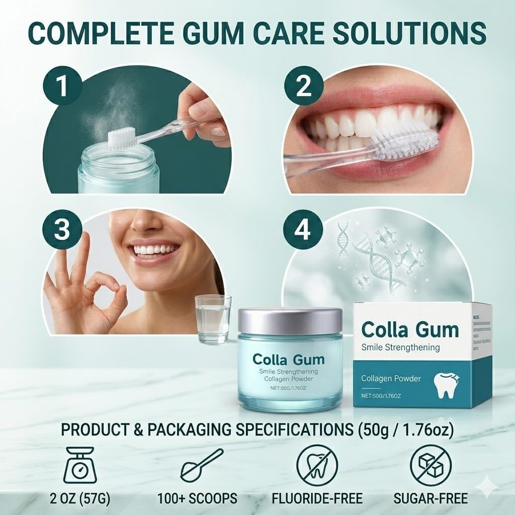 Collagen Tooth Powder for Gums with Nano Hydroxyapatite, Hydroxyapatite Tooth Powder for Enamel Care, Fluoride Free Whitening Tooth Powder for Sensitive Teeth, Natural Oral Care